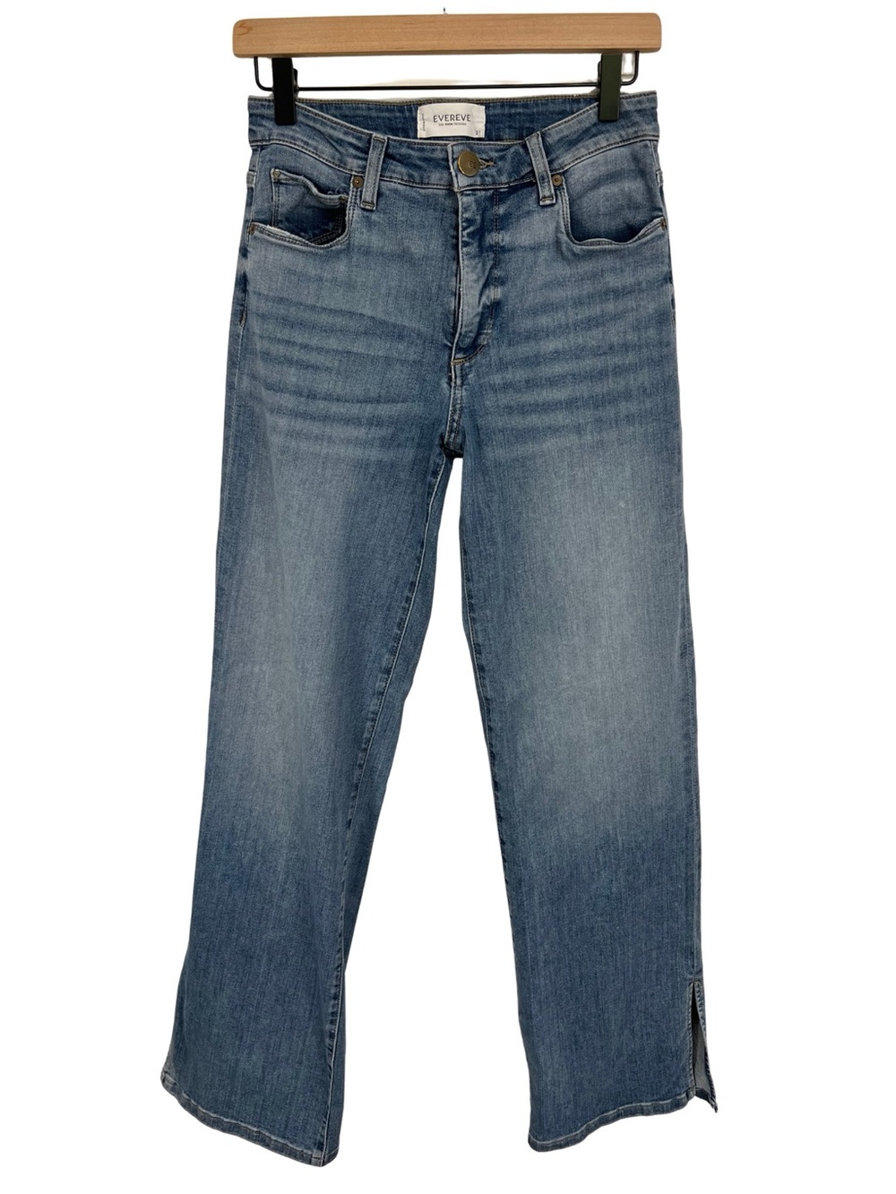 EVEREVE Jeans Straight Leg Women’s 27 Split Hem Stretch Denim